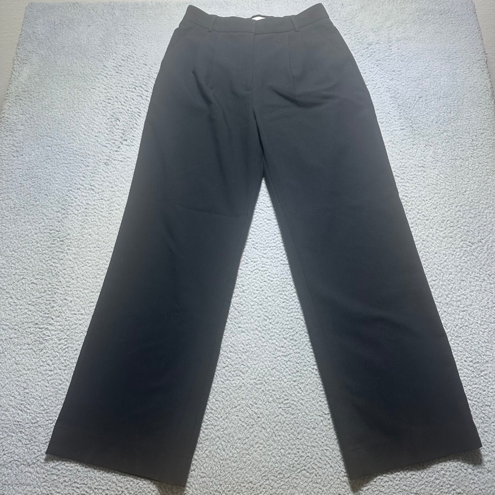 Abercrombie & Fitch Sloane Tailored Pants Black Wide Leg Pleated Trousers 10L 30